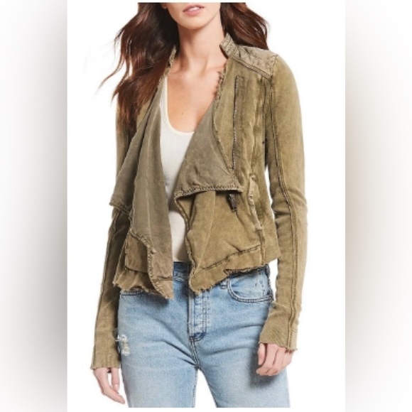 Free People Jackets & Blazers - Free People Shrunken Moto jacket; moss green